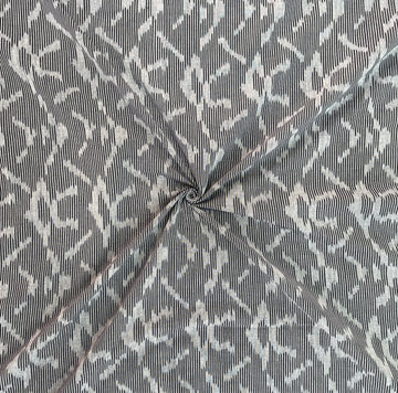 Unique Geometric Design In Ikkat Cotton Handloom Fabric