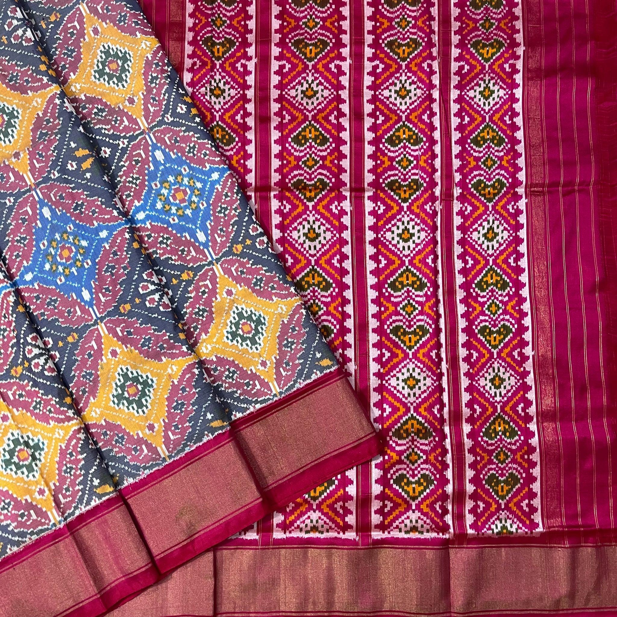 Cambodian Ikkat Silk Sari