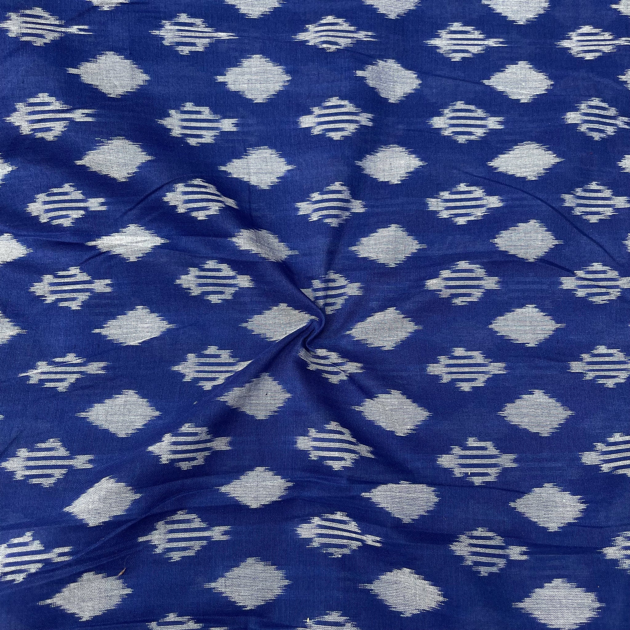 Mersiced Blue Colour Ikkat Cotton Fabric