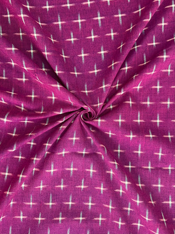 Purple Double ikkat Handloom Cotton Fabric