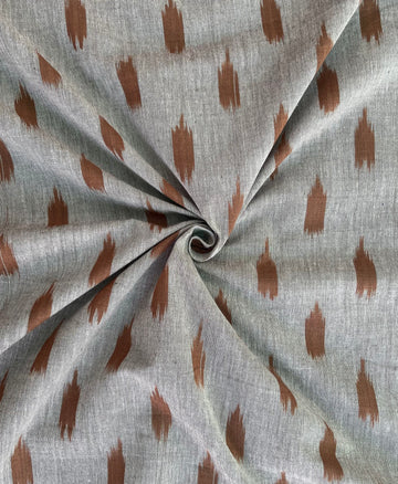 Brown & Grey  Ikkat Handloom Cotton Fabric