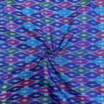 Multi Color Raw Silk Ikkat cotton Fabric