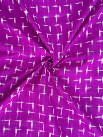 Purple Double Ikkat Handloom Cotton Fabric