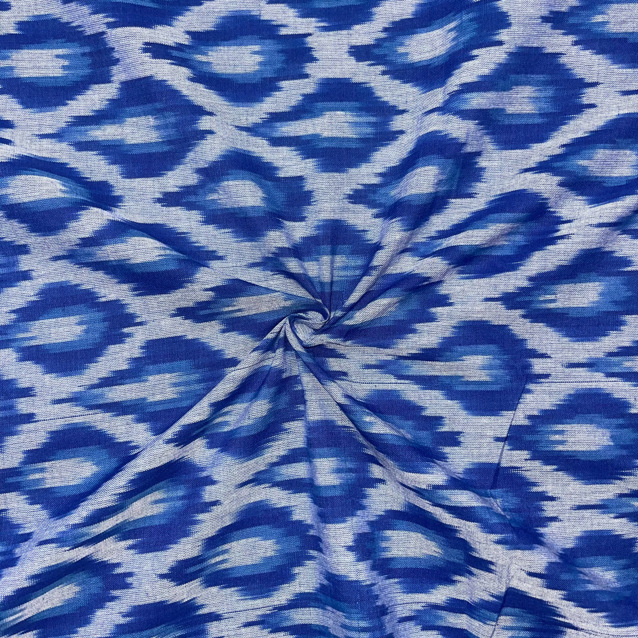 Blue Color Pochampally ikkat Cotton Fabric