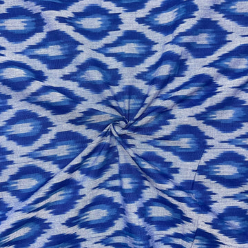 Blue Color Pochampally ikkat Cotton Fabric