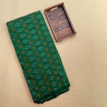Green Ikkat Raw silk Fabric