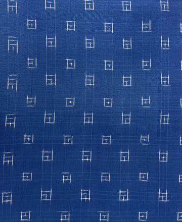 Double Ikkat Cotton Fabric In Blue Color