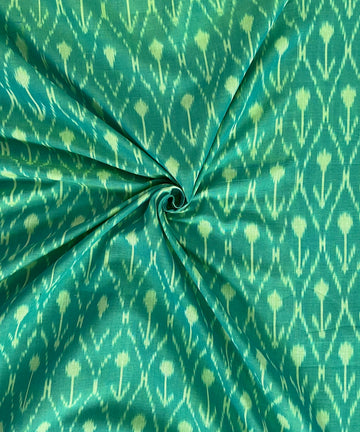 Mercerised Green Ikkat Handloom Cotton Fabric