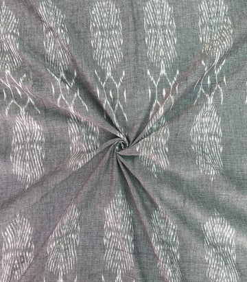 HANDLOOM IKKAT COTTON FABRIC OF RUDRASHA DESIGN IN GREY COLOR