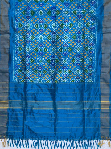 Blue colour Pochampalli Ikkat Handloom silk duppata
