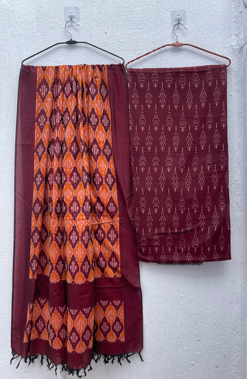 Handloom Ikkat 2 Piece Salwar Set – Mercerised Cotton Kurta with Handloom Cotton Dupatta