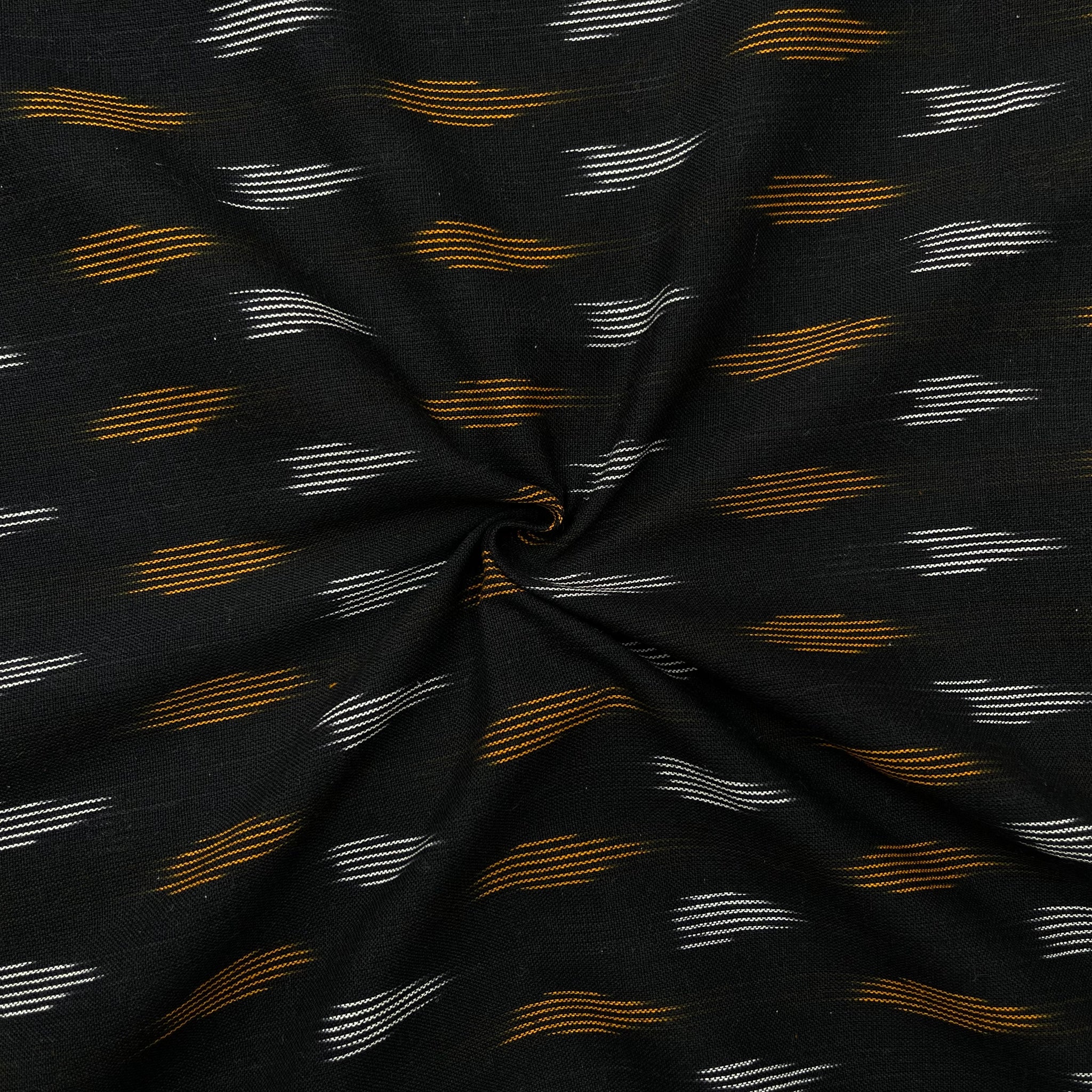 Black Colour Ikkat Cotton Fabric