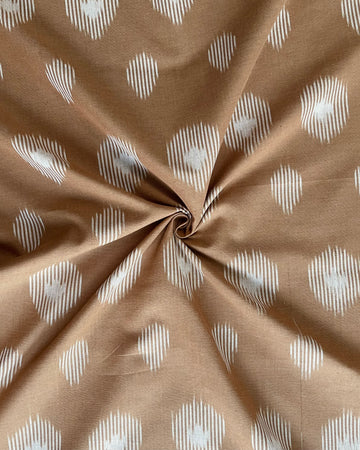 Beige Spherical  Ikkat Cotton Handloom Fabric