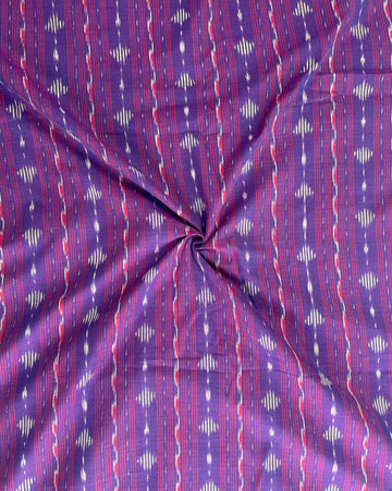 Handloom Purple Ikkat Coton Fabric in stripes      IKCO010