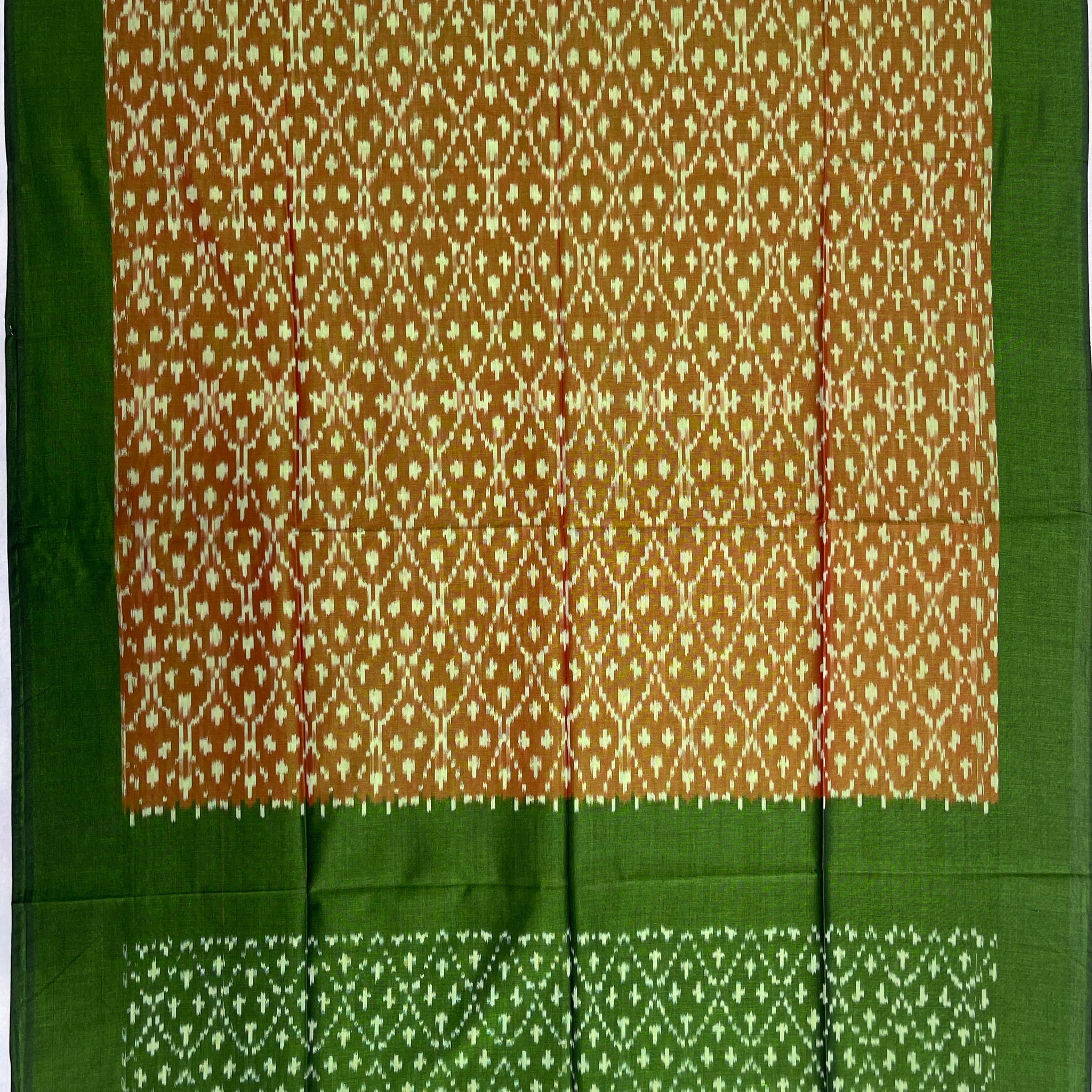 Pochampally Ikkat Cotton Duppata in Mahendi Green
