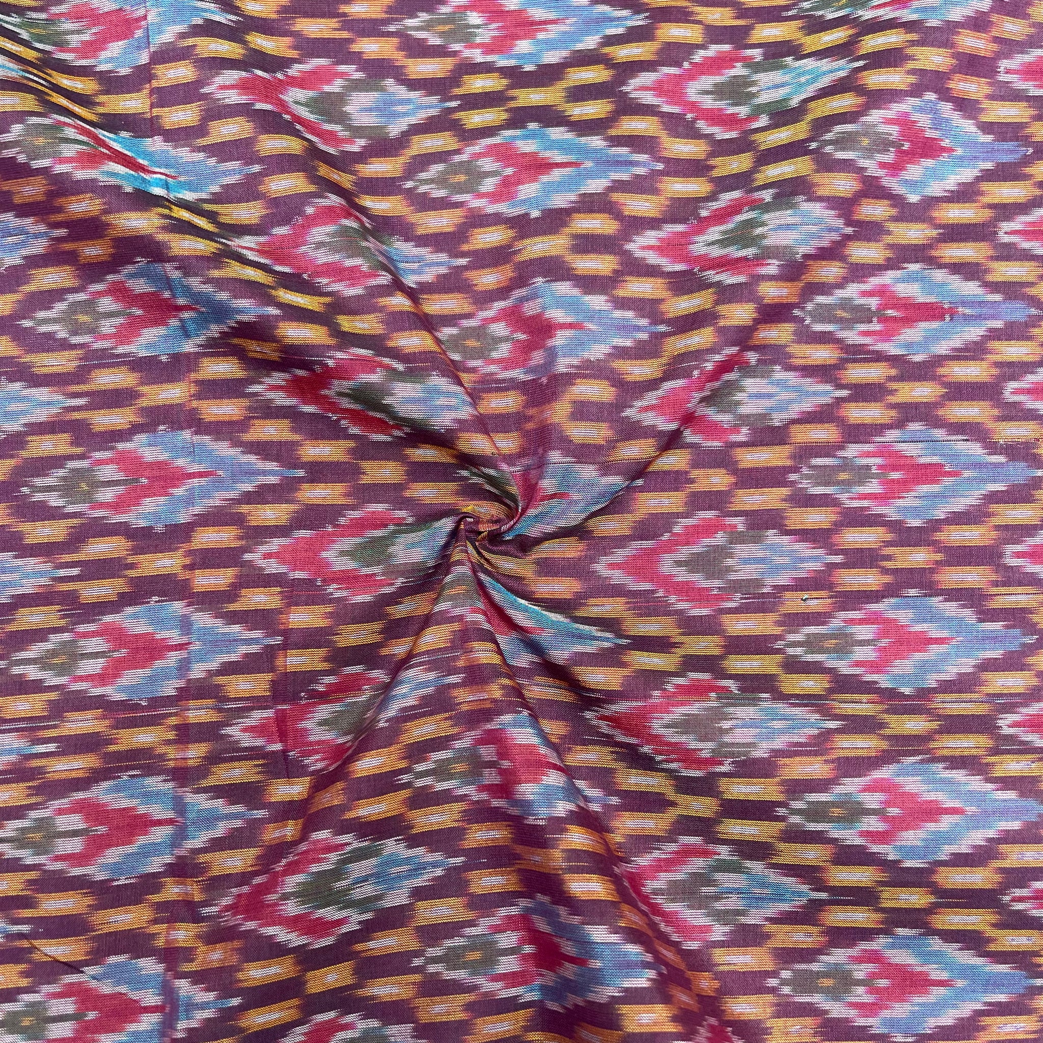 Multi Color Raw Silk Ikkat cotton Fabric