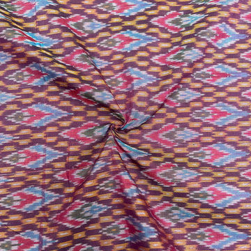 Multi Color Raw Silk Ikkat cotton Fabric