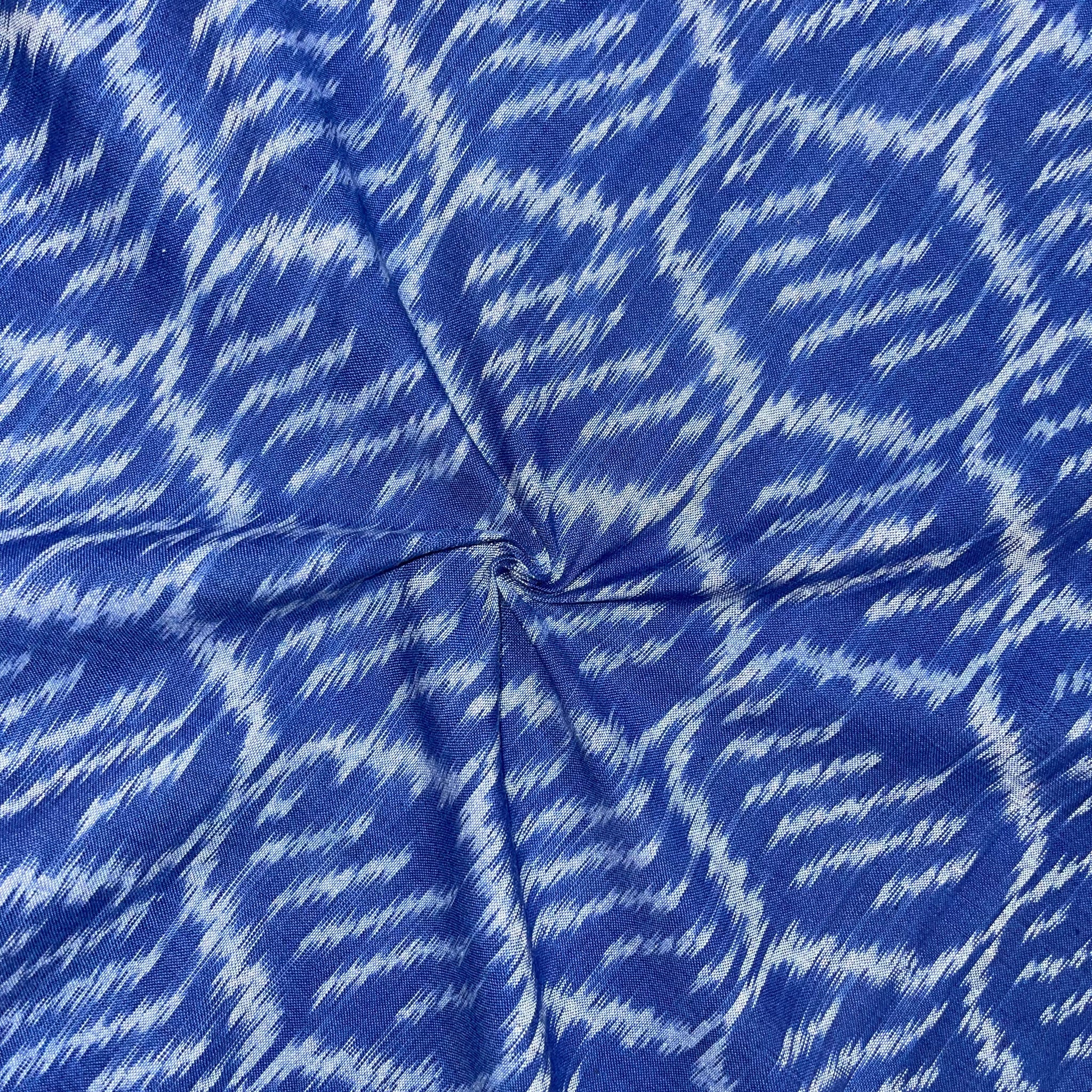 Blue Color Pochampally ikkat Cotton Fabric
