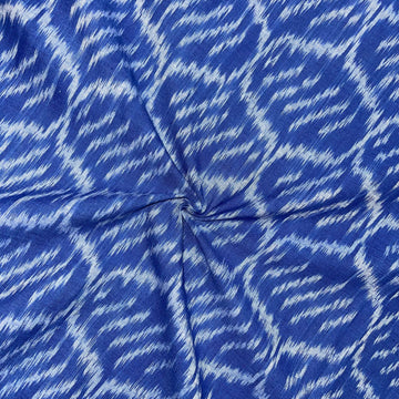 Blue Color Pochampally ikkat Cotton Fabric