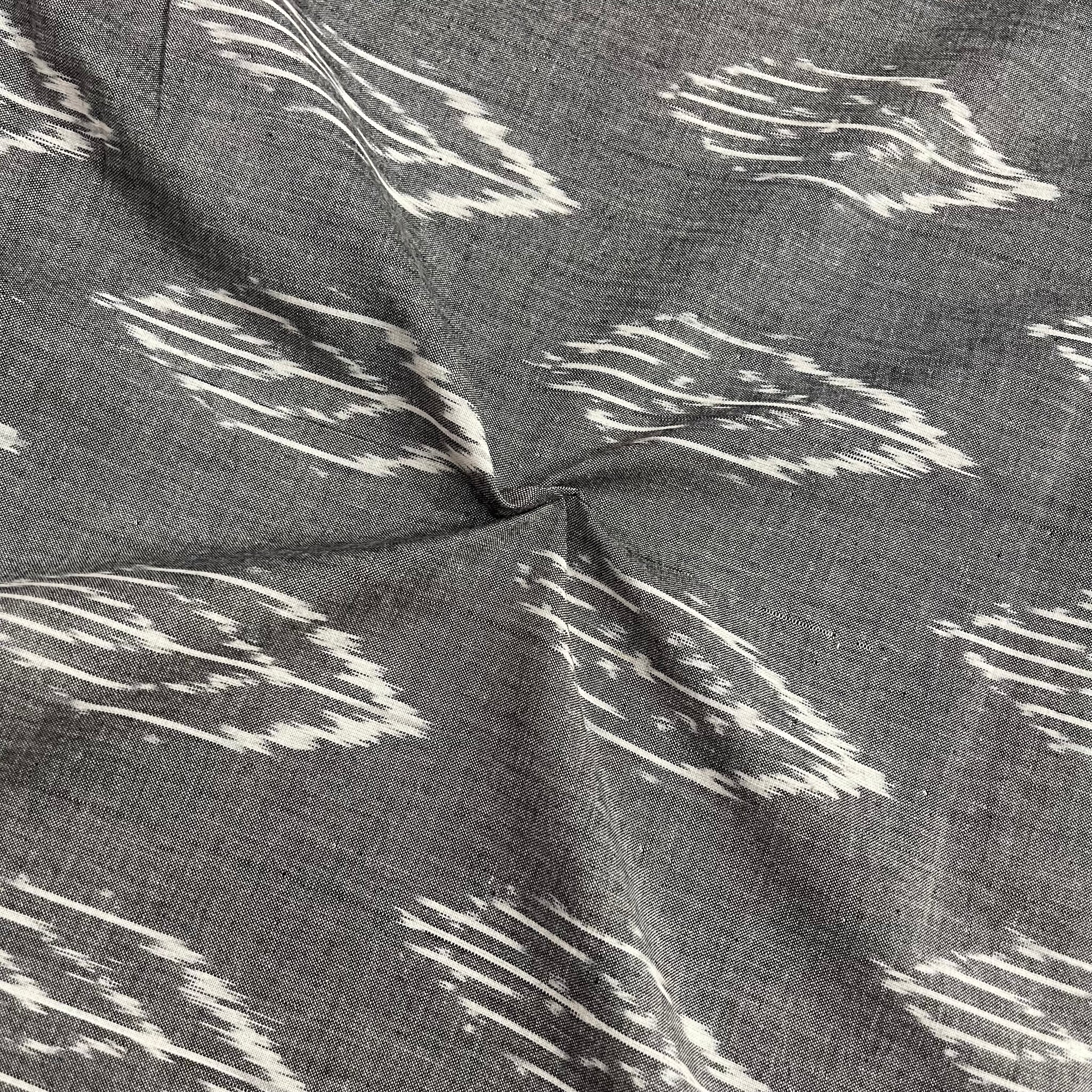 Gray Color Pochampally ikkat Cotton Fabric