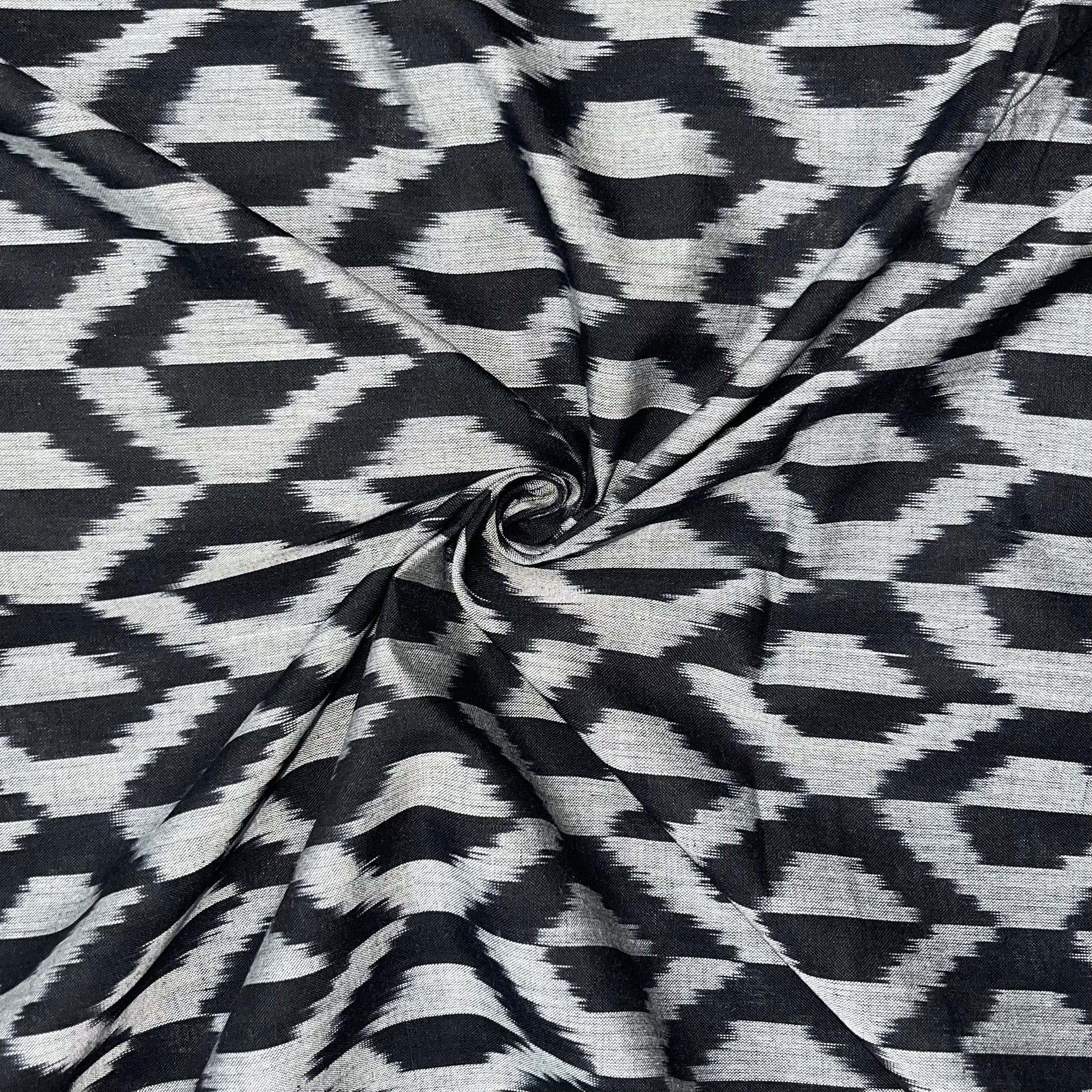 Black Mersiced Ikkat cotton Fabric