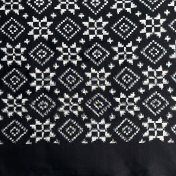 Heritage Double Ikkat Telia Rumal Black & White Fabric