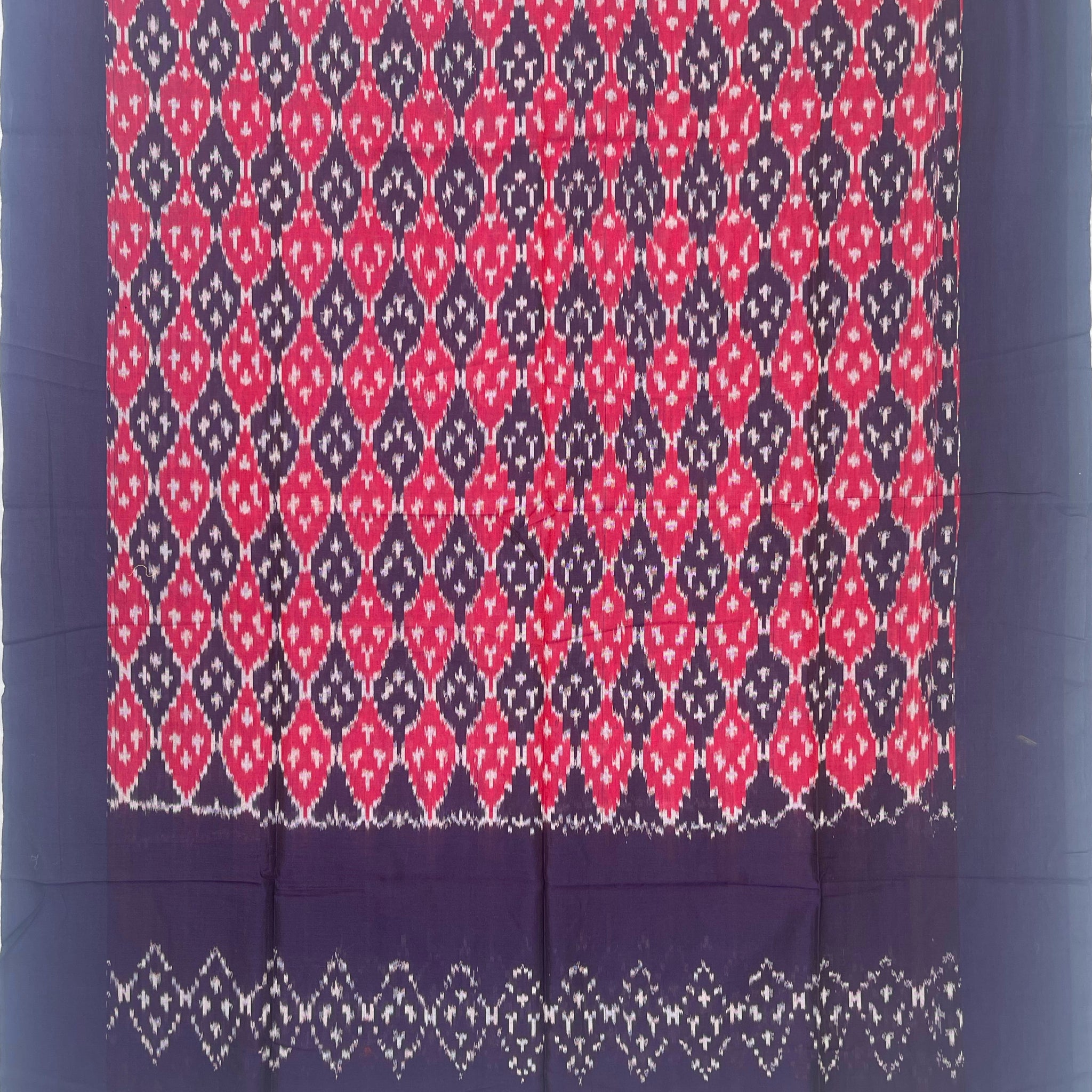 Pochampally Ikkat Cotton Duppata In Navy Blue Colour