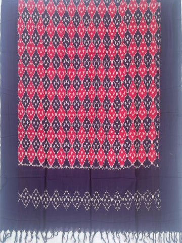 Pochampally Ikkat Cotton Duppata In Navy Blue Colour