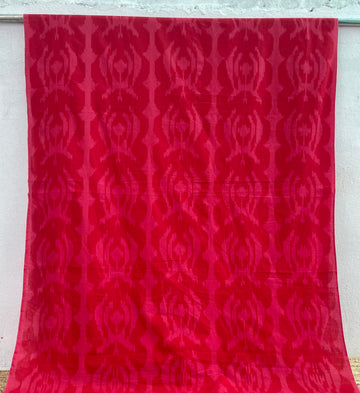 CENTRAL ASIAN IKKAT COTTON FABRIC IN RED
