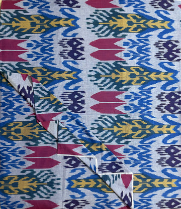 Central Asian Ikkat Fabric – Traditional Tie & Dye Handloom Textile