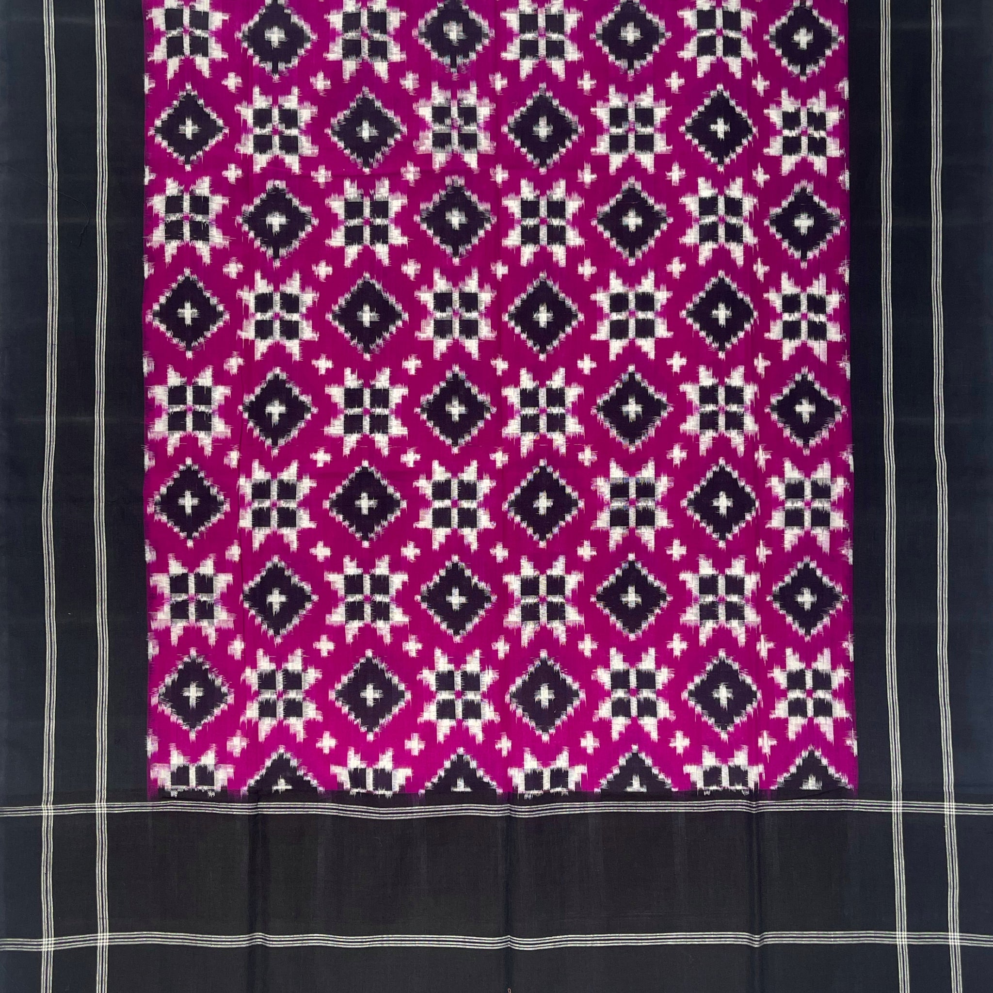 Telia Rumal Ikkat Cotton Duppata in Purple & Black Color