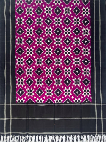 Telia Rumal Ikkat Cotton Duppata in Purple & Black Color