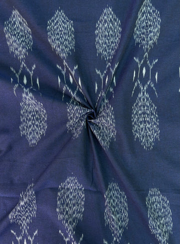 Dark Blue Rudrasha Ikkat Cotton Fabric