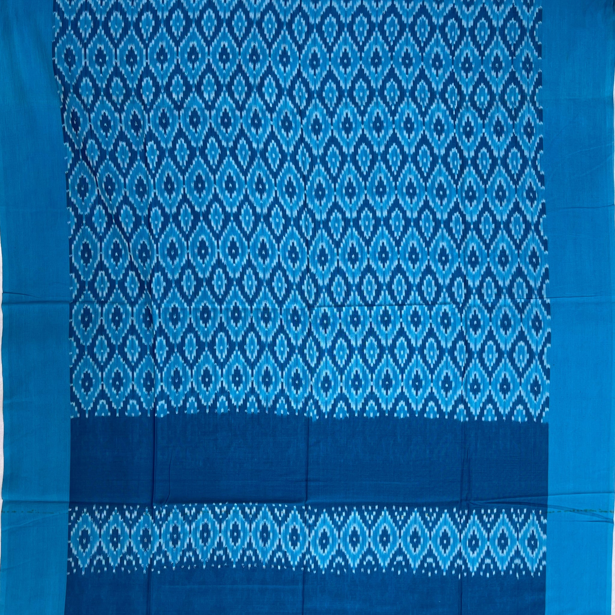 Pochampally Ikkat Cotton Duppata Sky Blue Colour