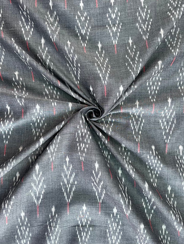 Mercerised Grey Ikkat Handloom Cotton Fabric