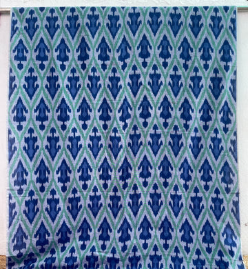 BLUE & GREEN CENTRAL ASIAN IKKAT COTTON FABRIC