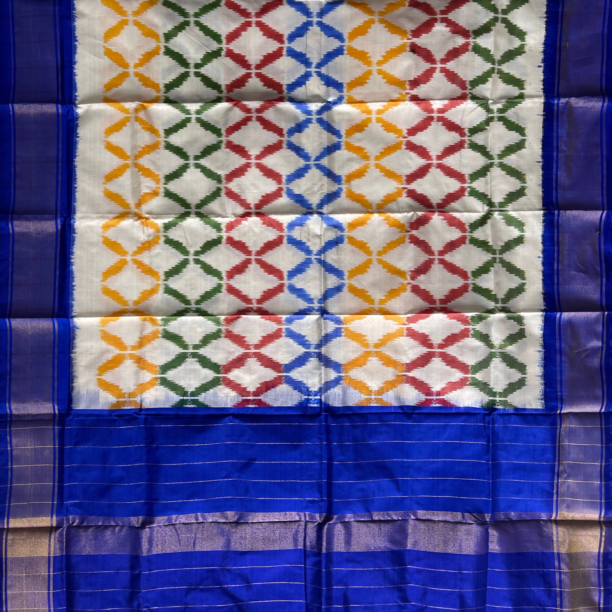 Blue colour Pochampalli Ikkat Handloom silk duppata