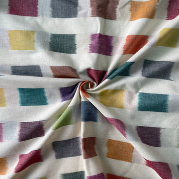 Multicolored checks Ikkat Cotton Fabric fabric  IKGA891