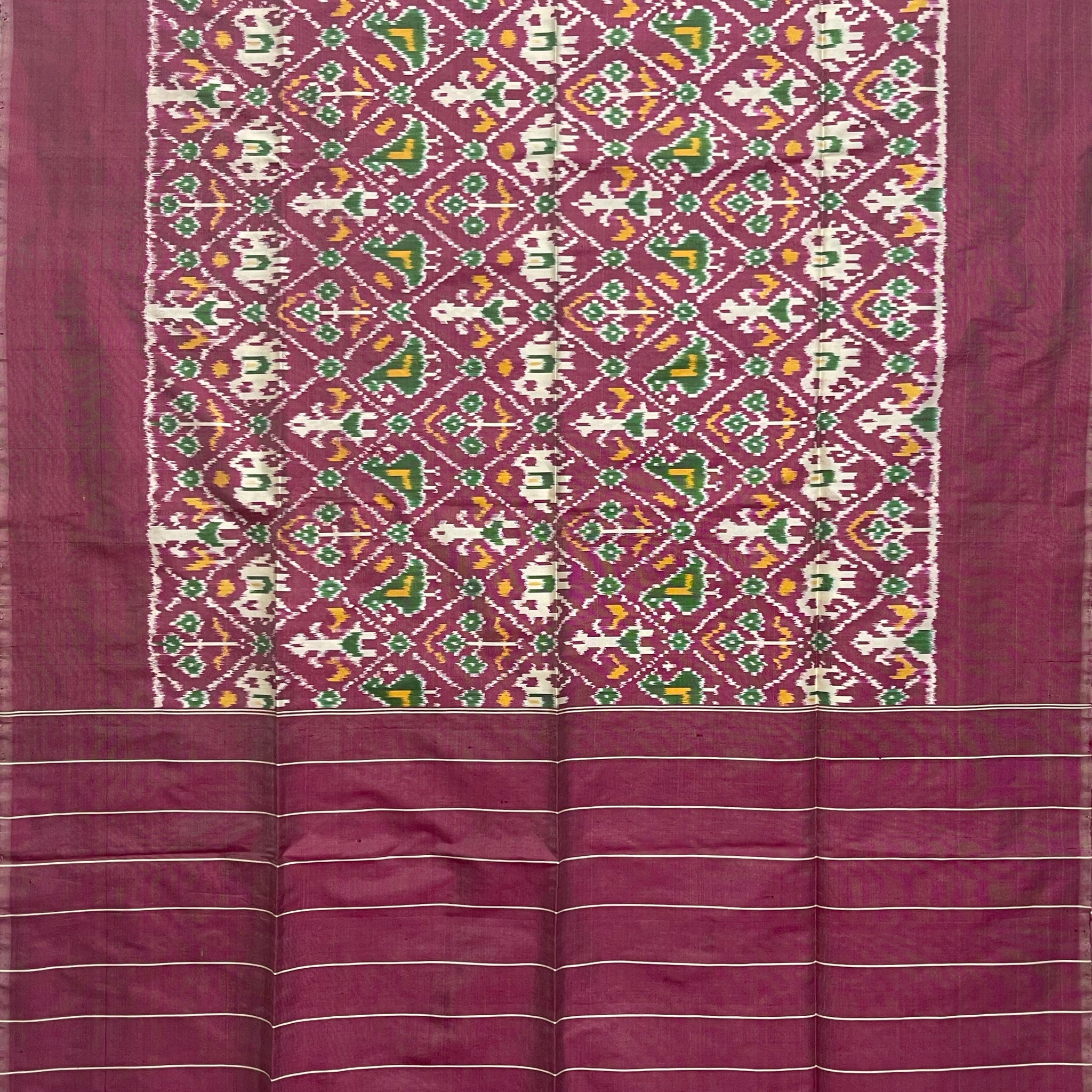 Pink colour Pochampalli Ikkat Handloom silk duppata