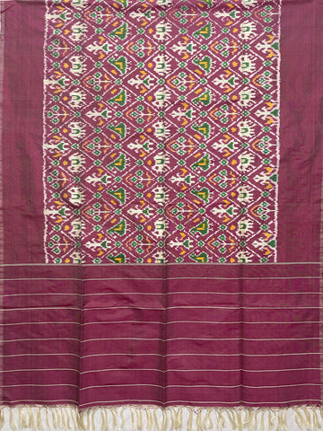 Pink colour Pochampalli Ikkat Handloom silk duppata