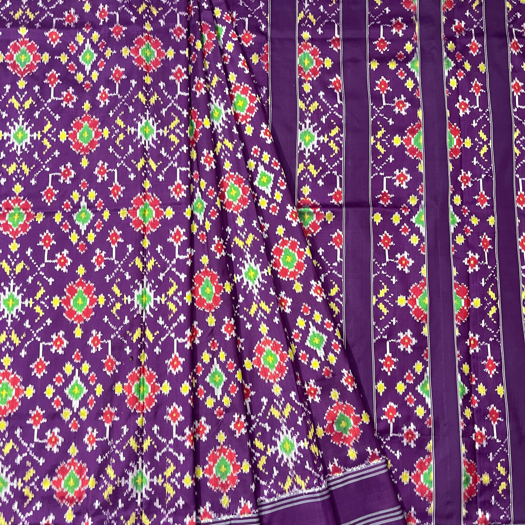 Purple Ikkat silk Sari