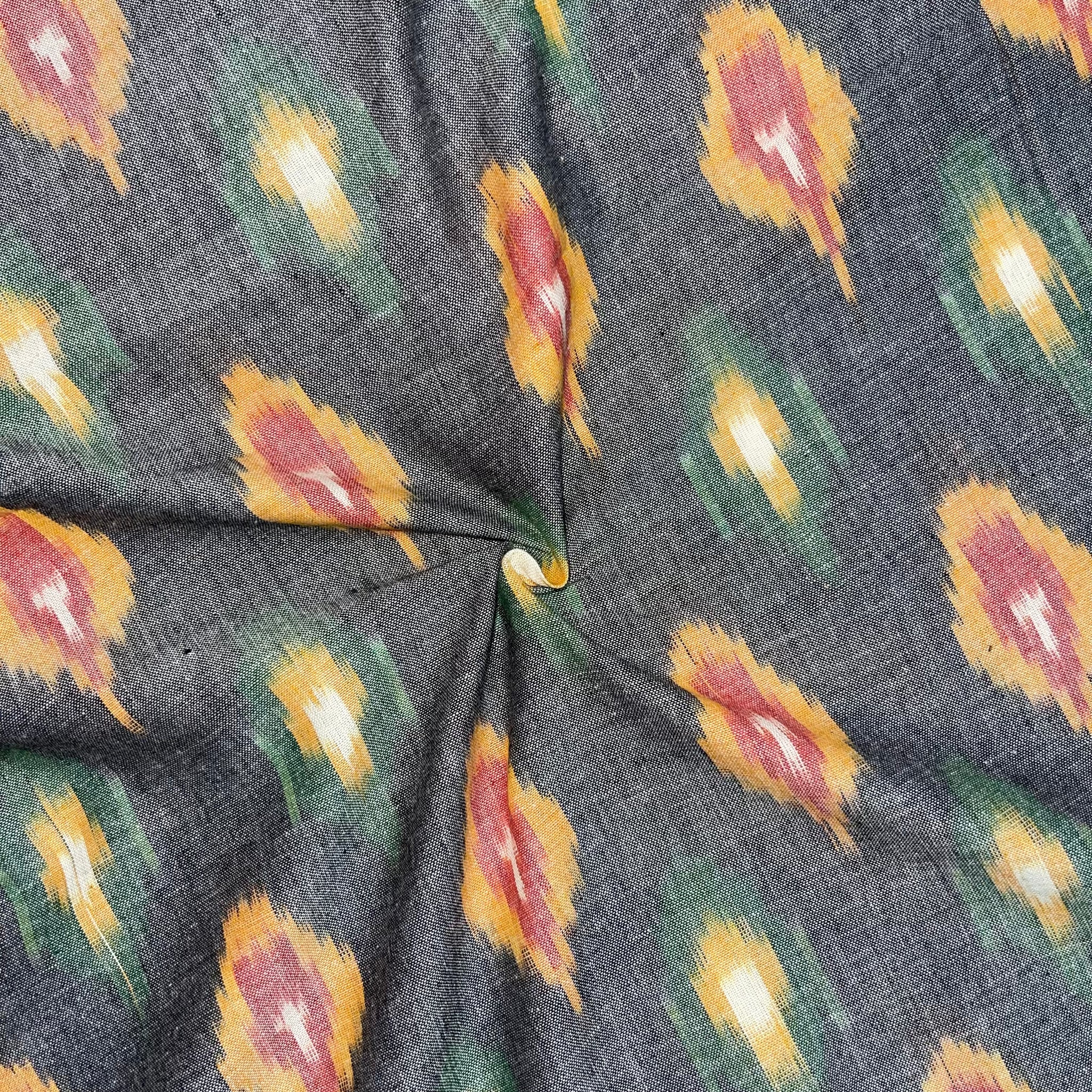 Grey Multi Colour Ikkat Fabric