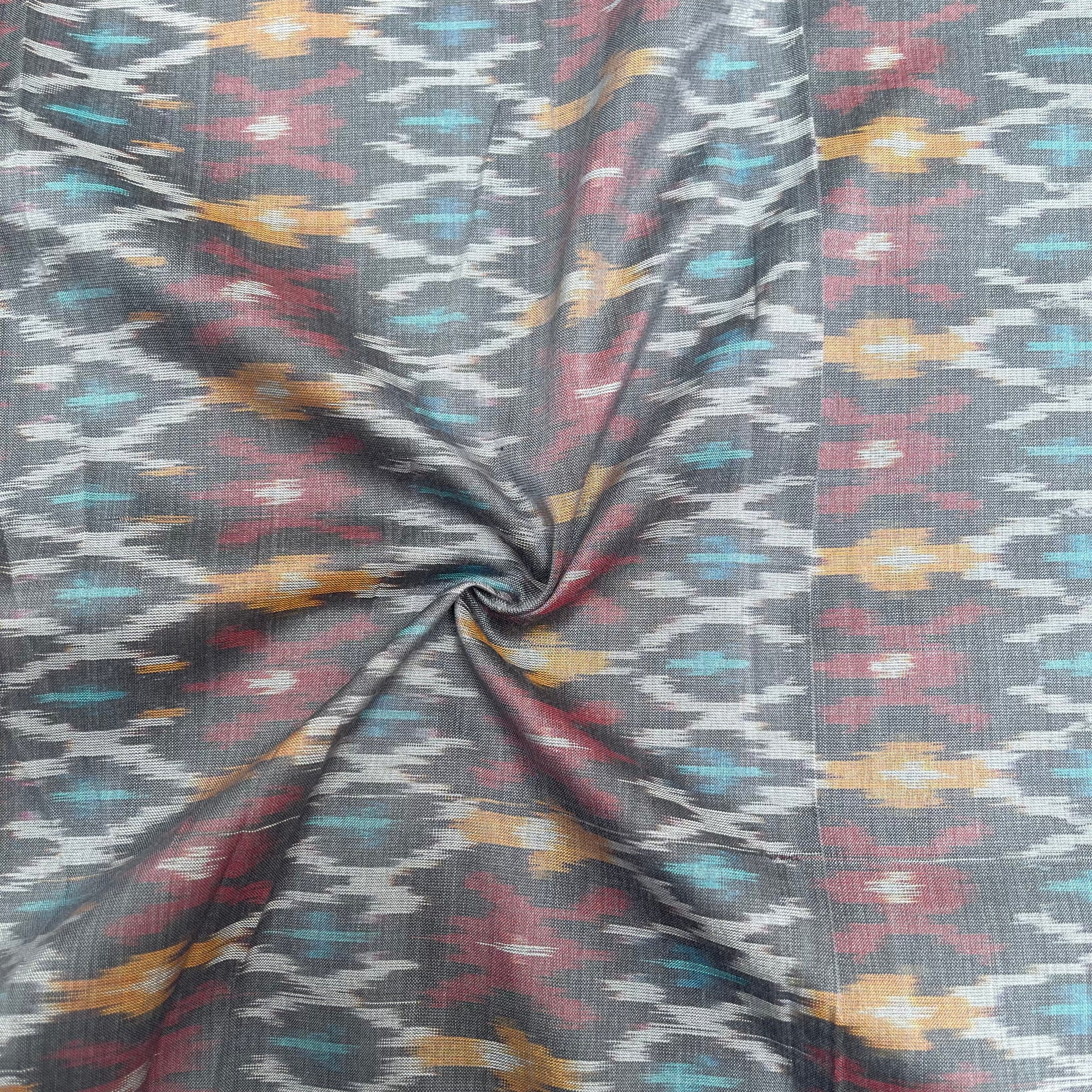 Raw Silk Ikkat cotton Fabric