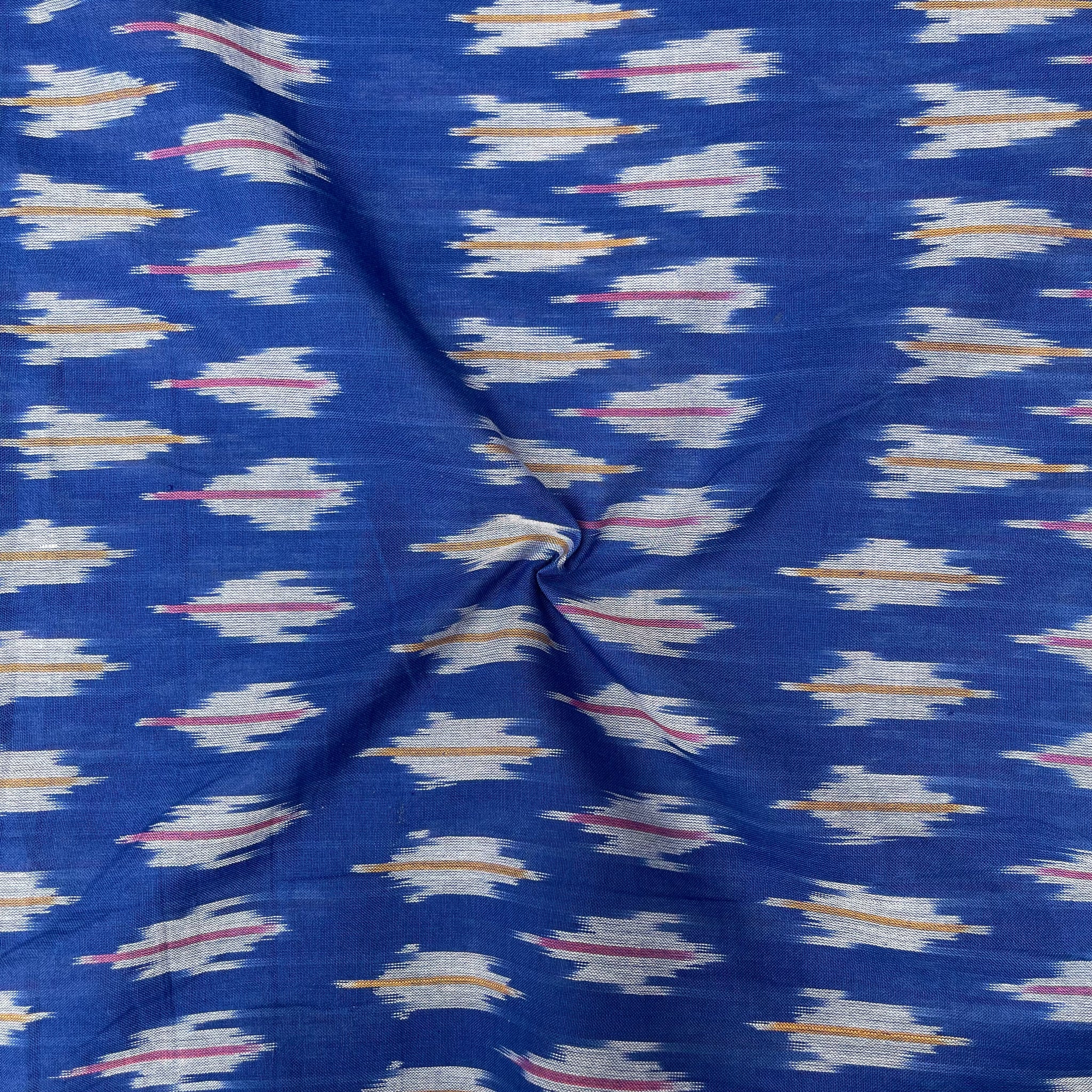 Mersiced Blue Colour Ikkat Cotton Fabric