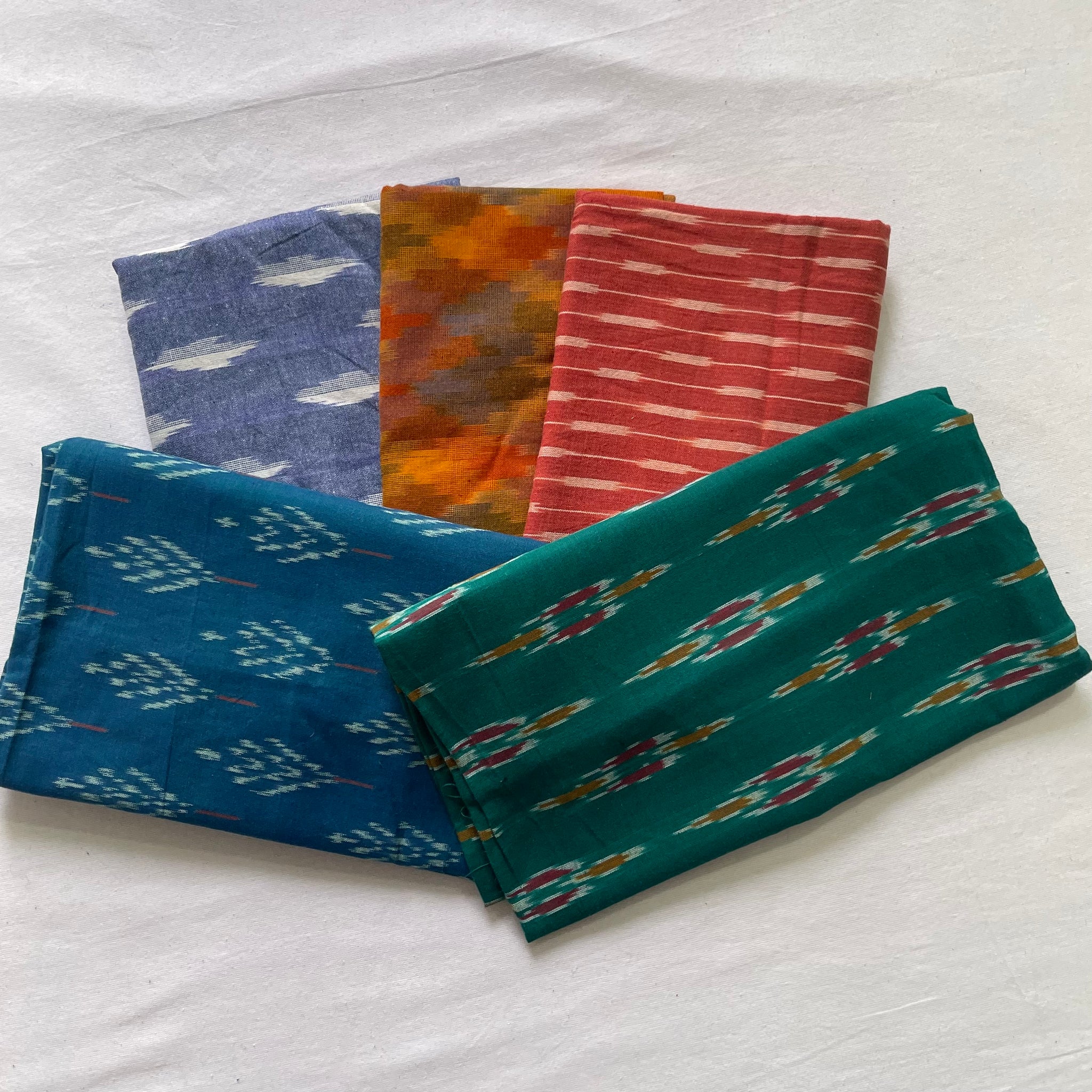 Buy 3 Get 2 Free" offer for the set of 5 blouse fabrics (1 meter each):