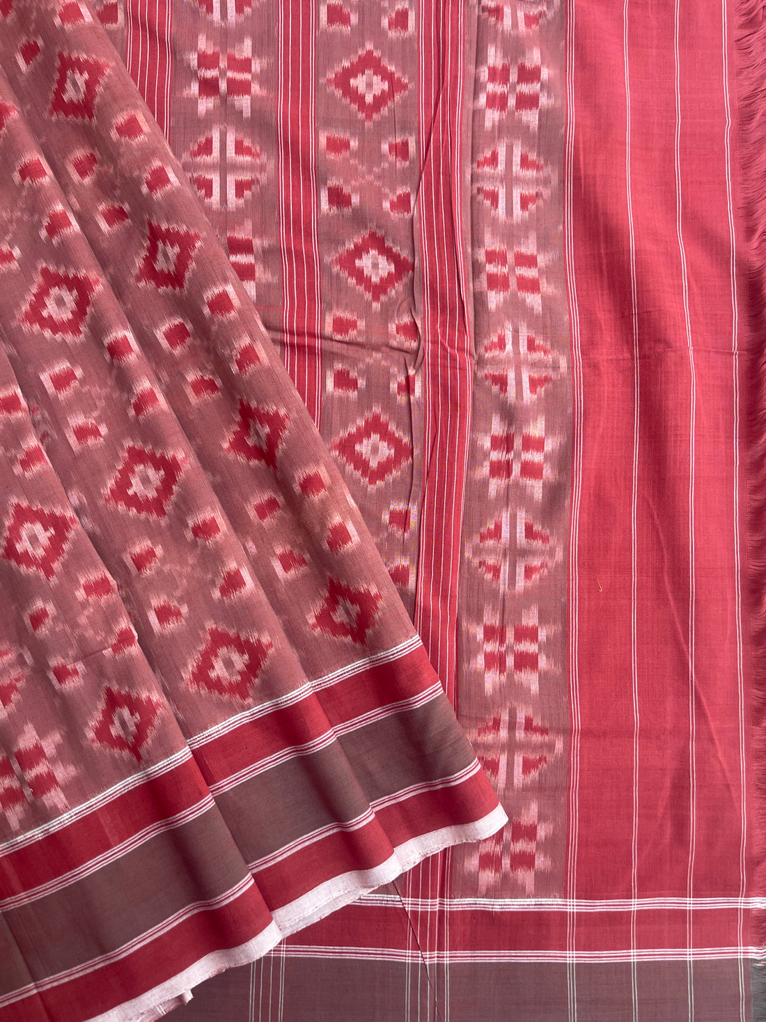Telia Rumal Pattern Double Ikat Natural Dyed saree – Ikkat Time