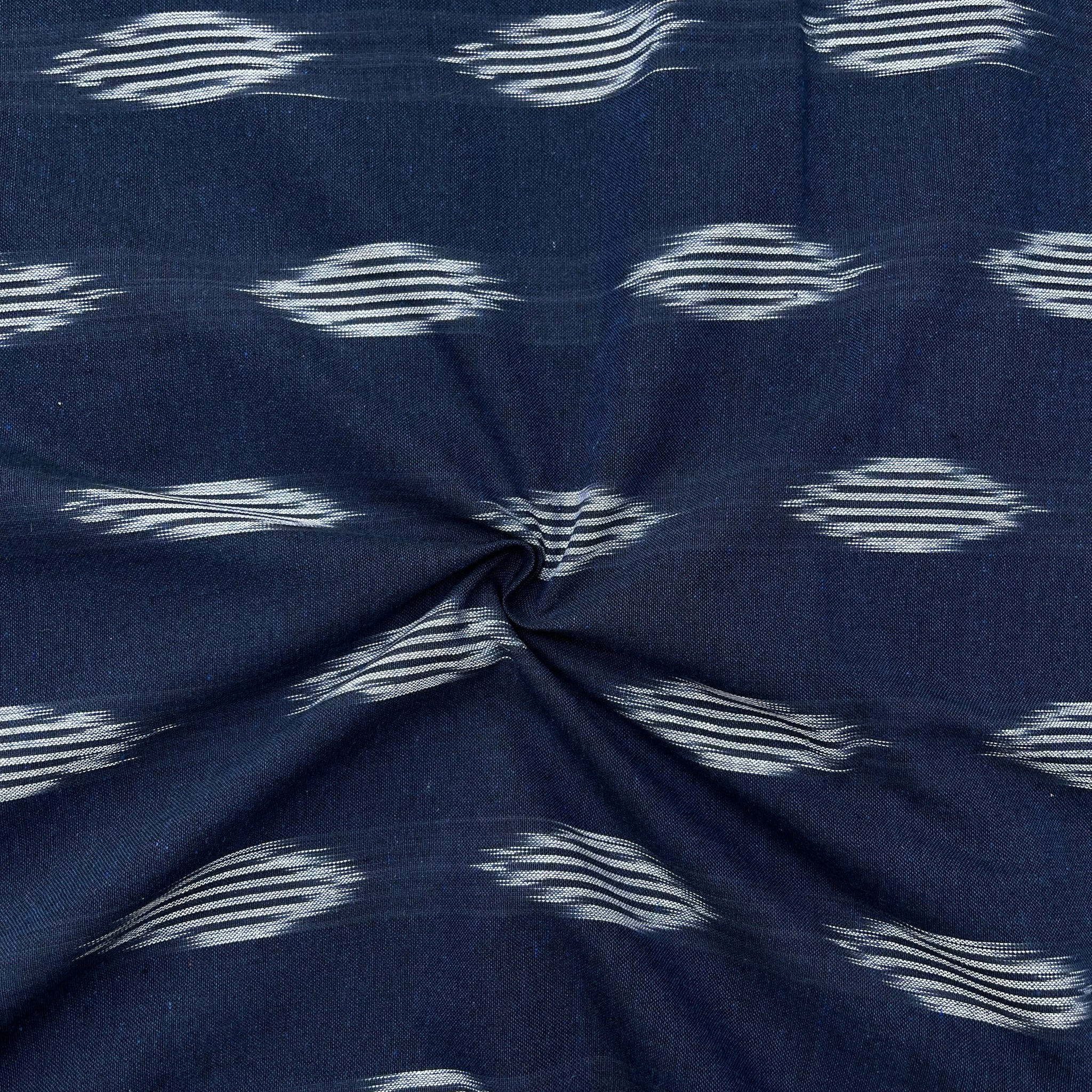 Navy Blue Ikkat Cotton Fabric