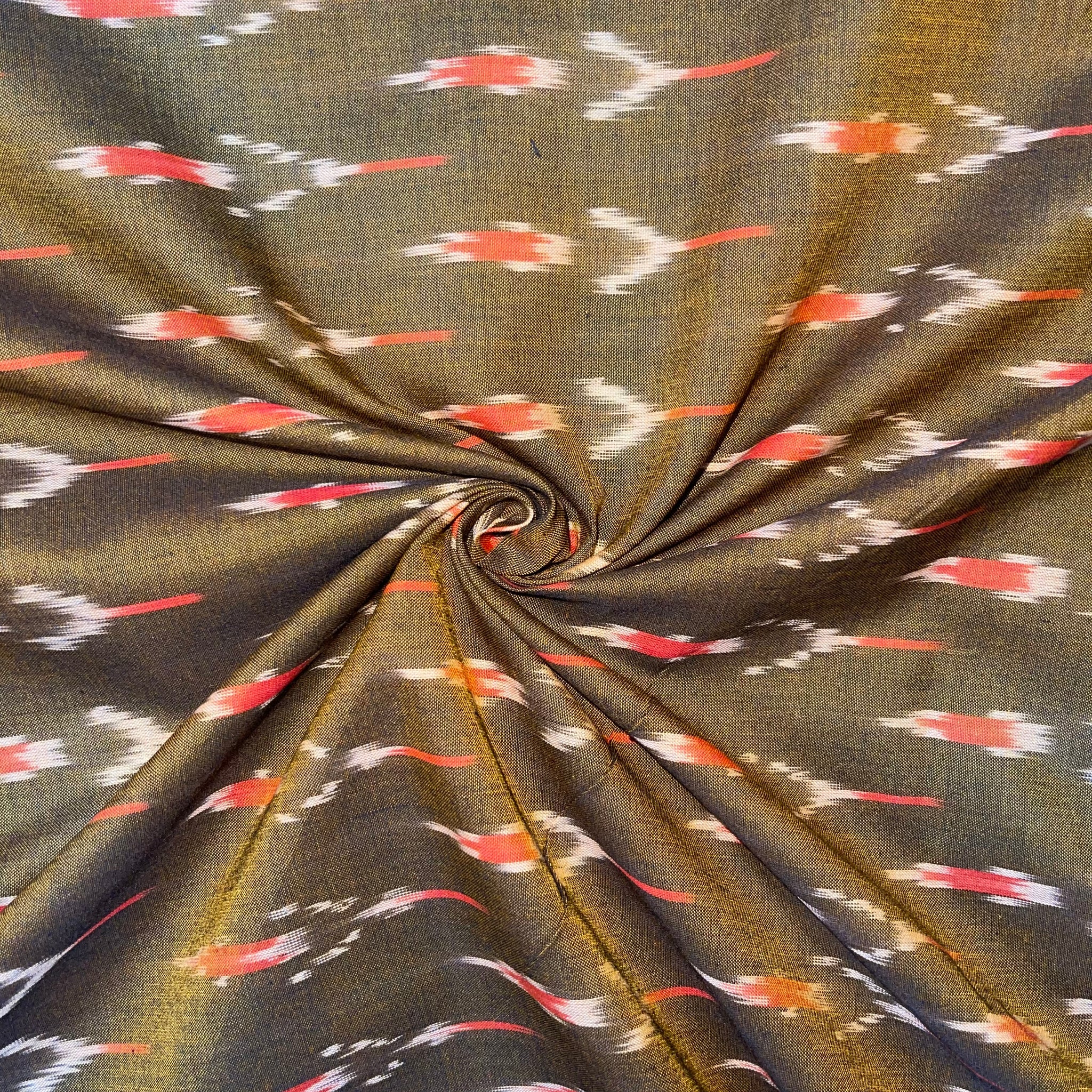 Green Mersiced Ikkat Cotton Fabric
