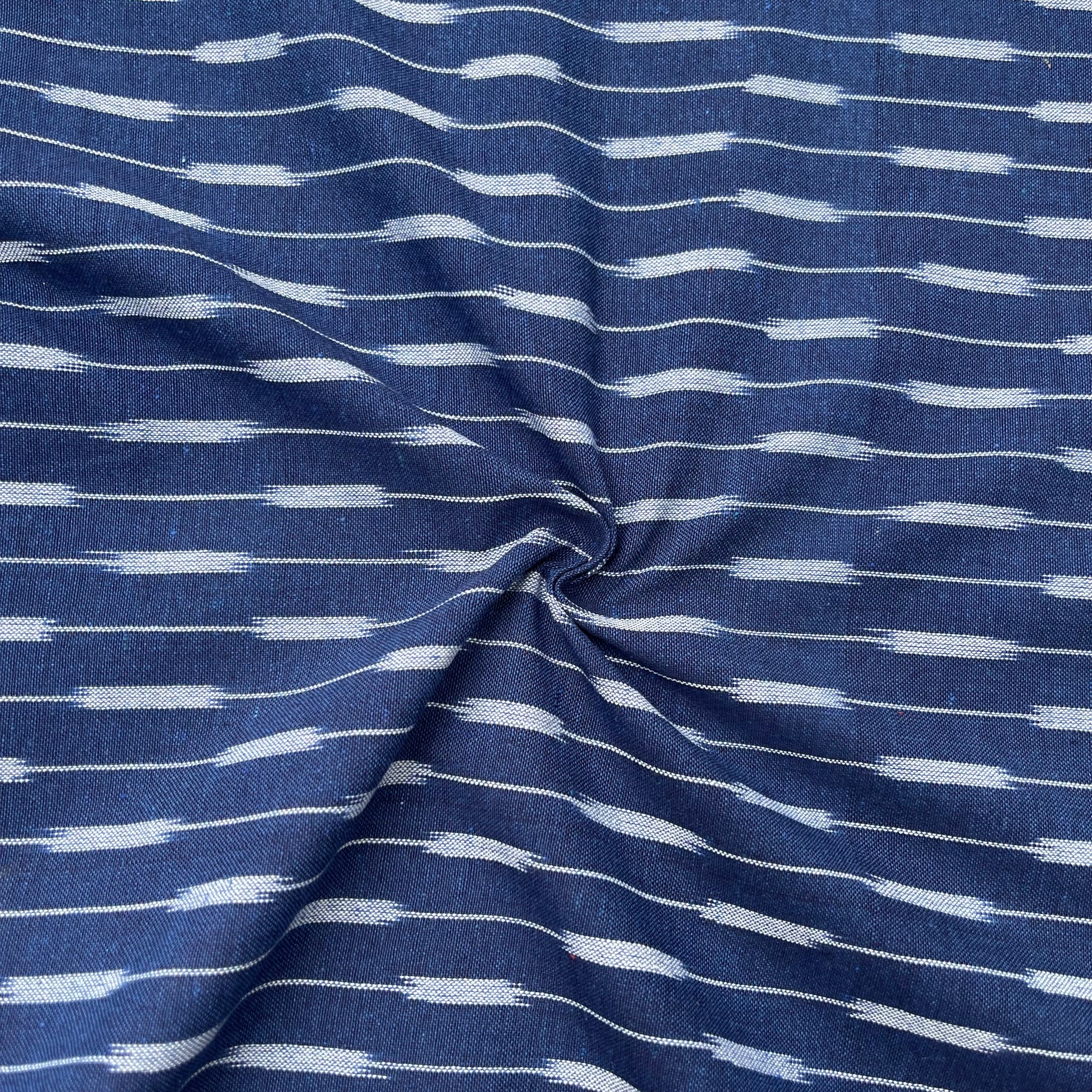 Navy Blue Colour Ikkat Cotton Fabric