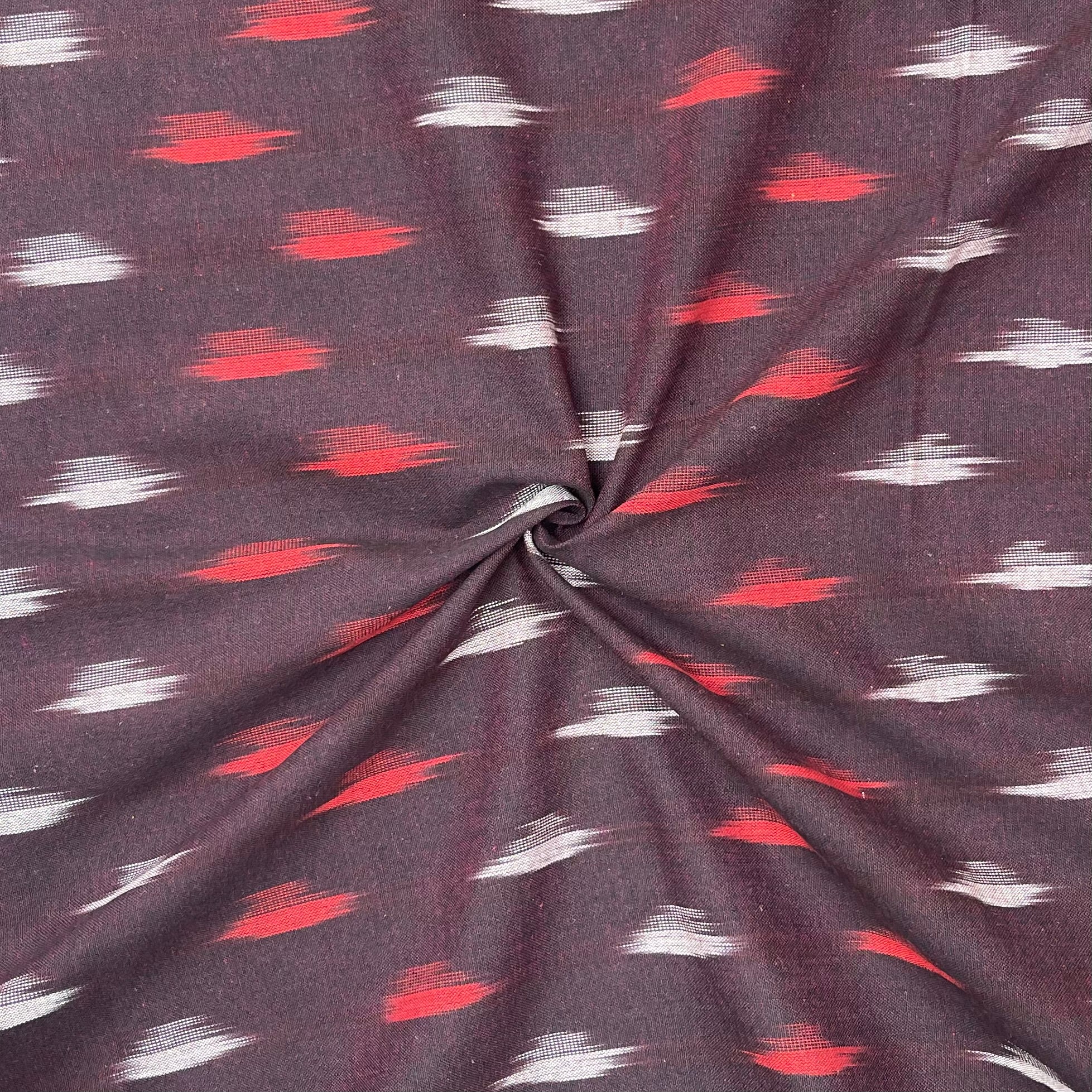 Maroon Colour Ikkat Cotton Fabric